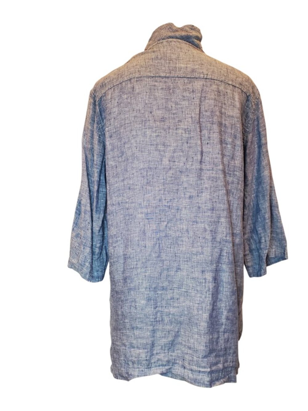 GARNET HILL SZ 8 Women's Blue Chambray 100% Linen Tunic Blouse - Picture 6 of 8